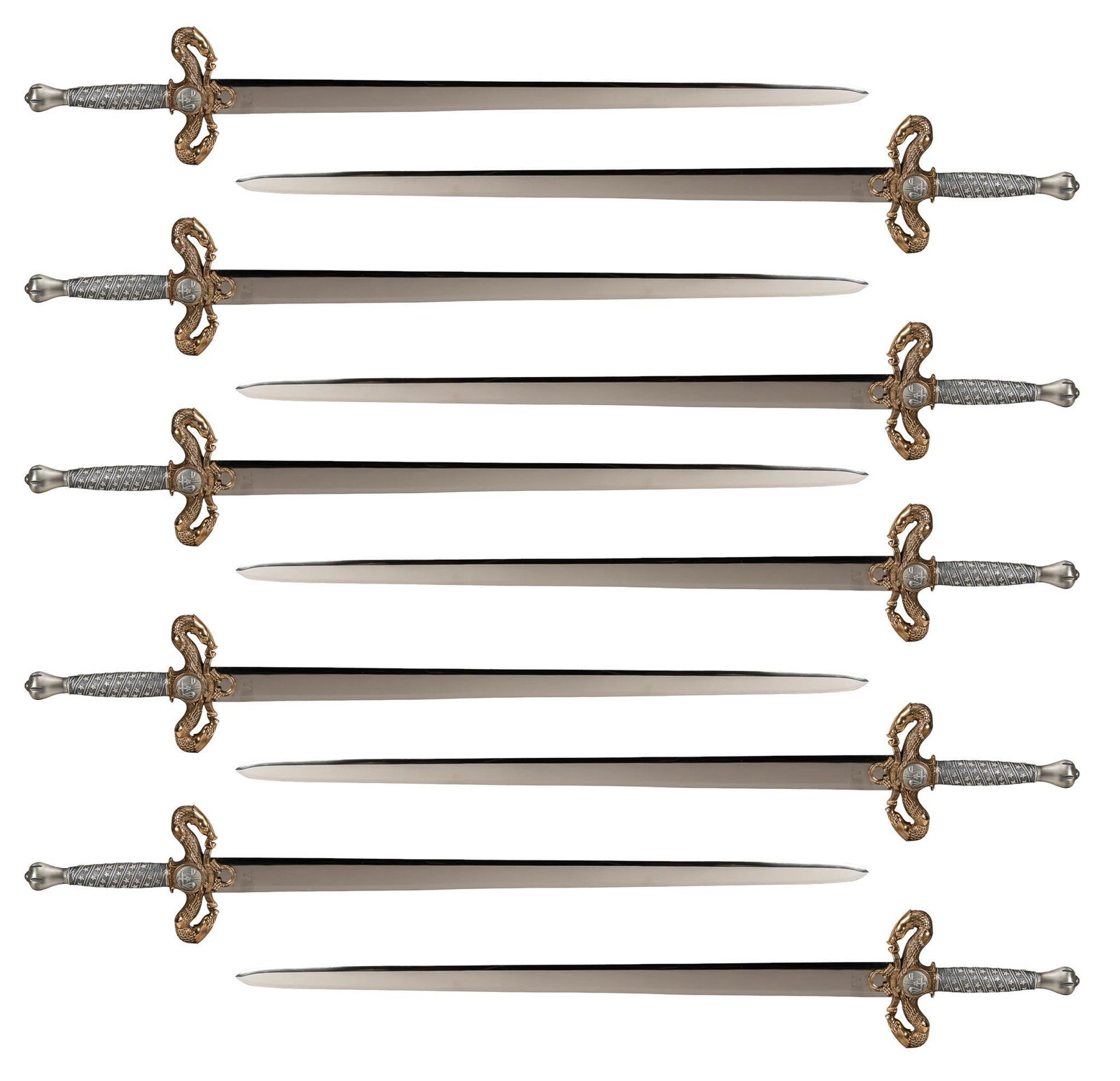 Group of (10) American Liberty Replica Swords: Group of ten replica swords, American Liberty pattern by Marto Toledo, marked on blade, made in Spain We happily provide seamless shipping services on everything we sell. Please email us at shipping&#