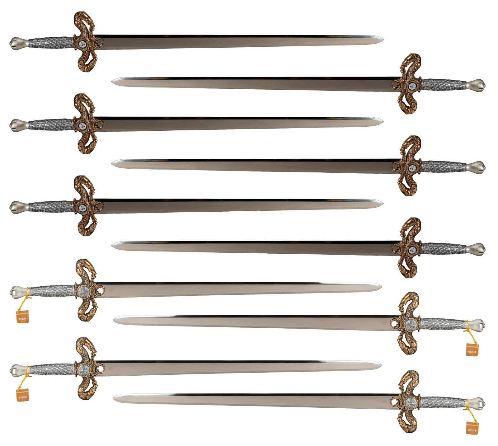 Group of (10) American Liberty Replica Swords: Group of ten replica swords, American Liberty pattern by Marto Toledo, marked on blade, made in Spain We happily provide seamless shipping services on everything we sell. Please email us at shipping&#