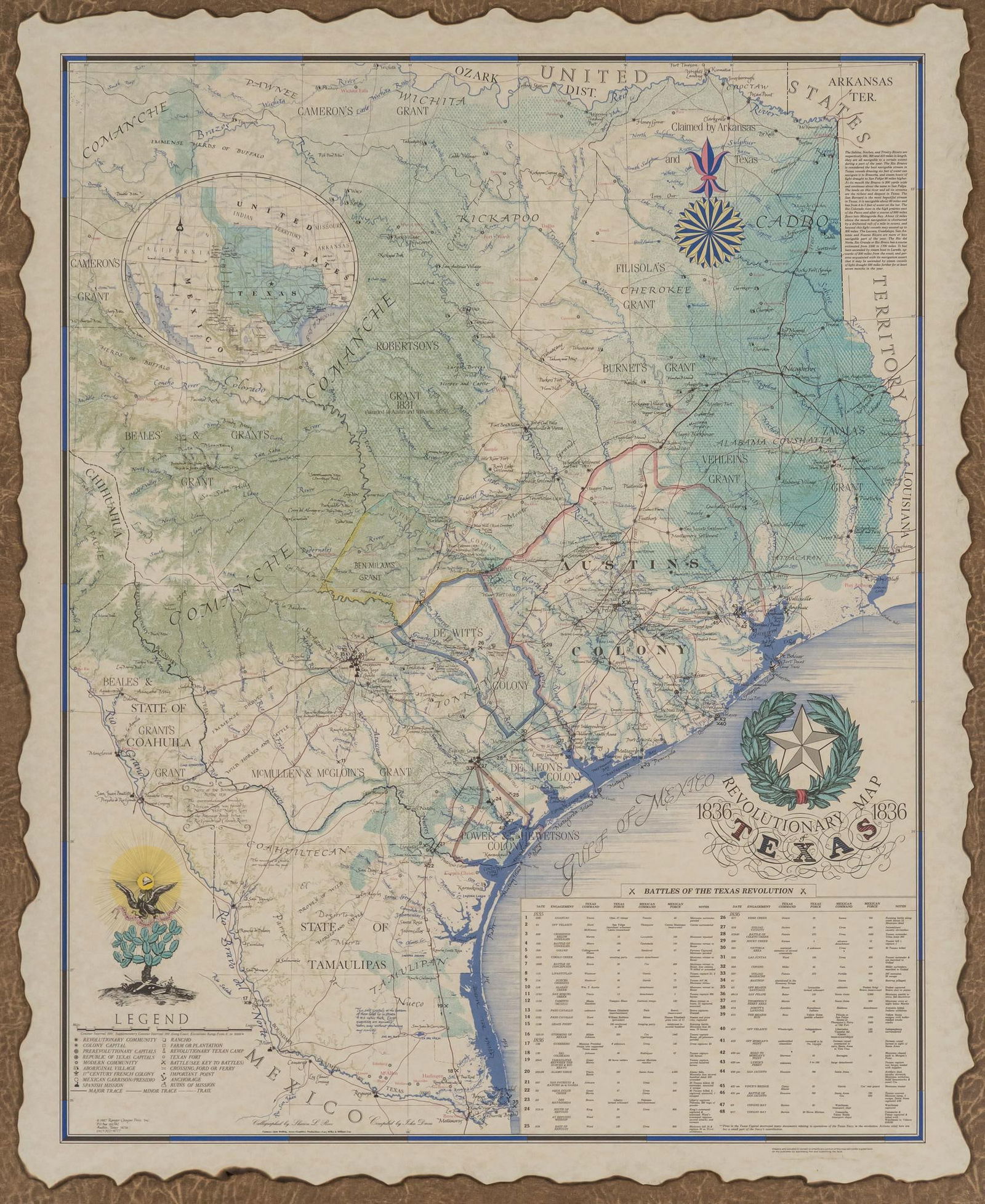 Reproduction Revolutionary Map of Texas 1836 (1 of 8)