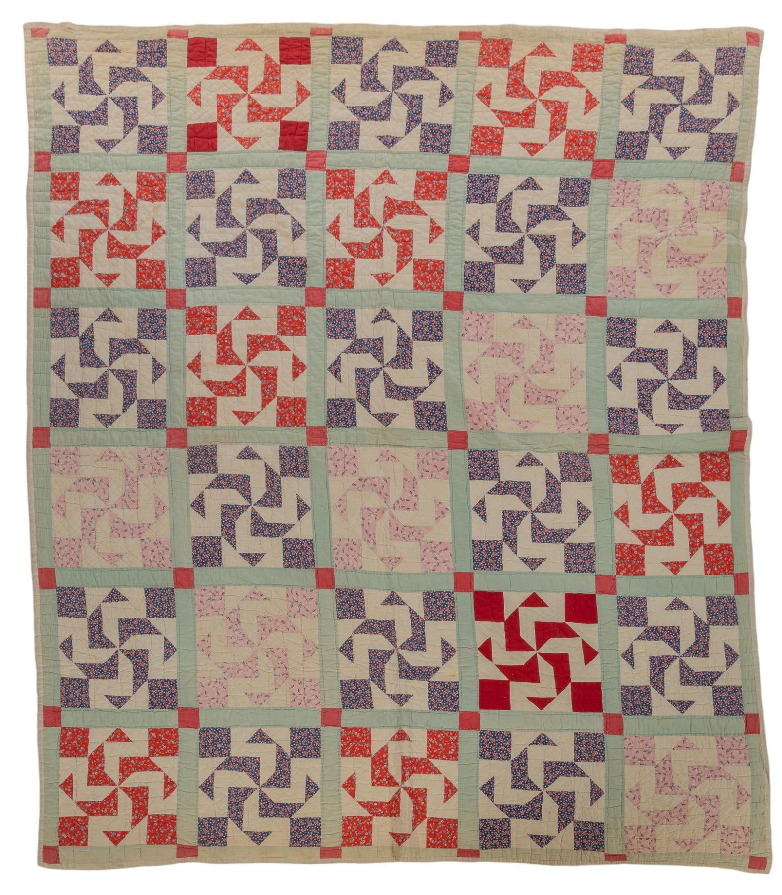 Hand-Made Vintage Pin Wheel Quilt (1 of 3)