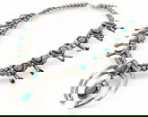 Native American Sterling Silver Turquoise Squash Blossom Necklace