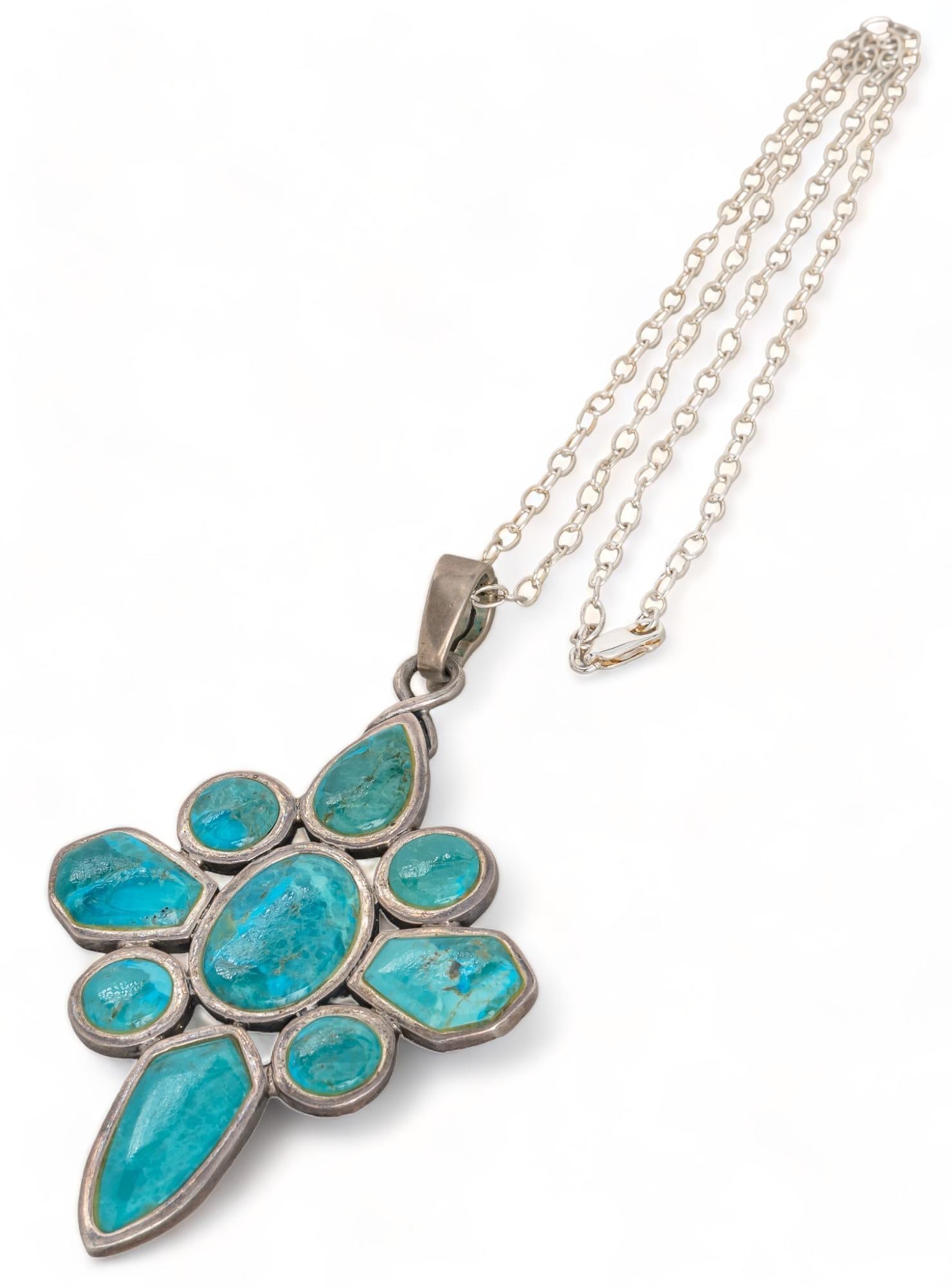 Barse Sterling Silver Turquoise Stone Cross Necklace (1 of 5)