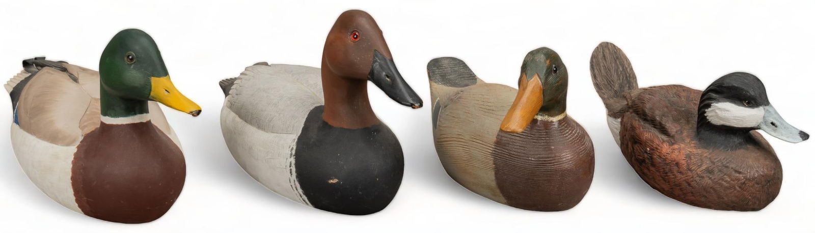 Collection of (4) Hand-Carved Wooden Duck Decoys (1 of 8)