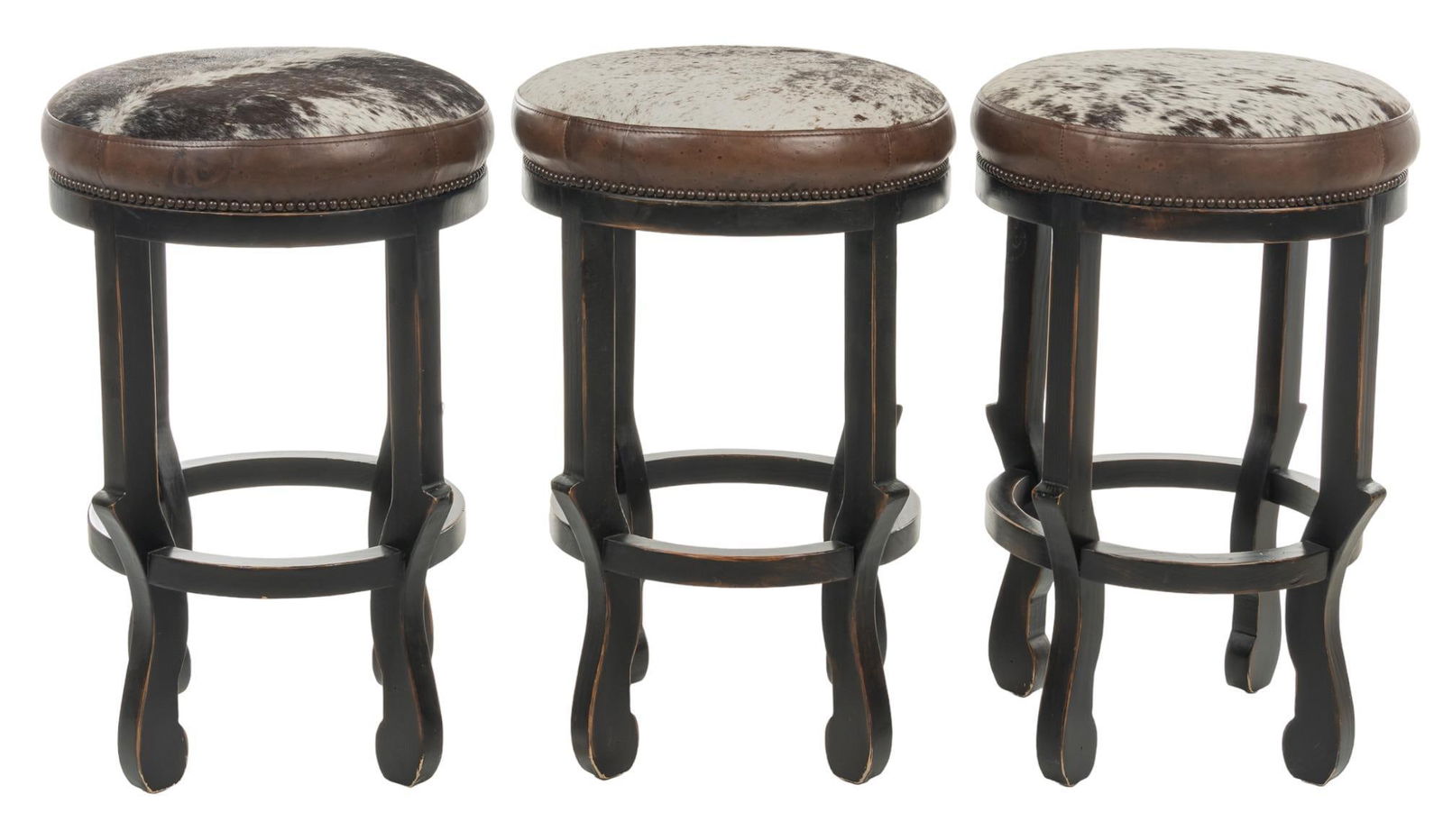 Set of (3) Cowhide Bar Stools (1 of 5)