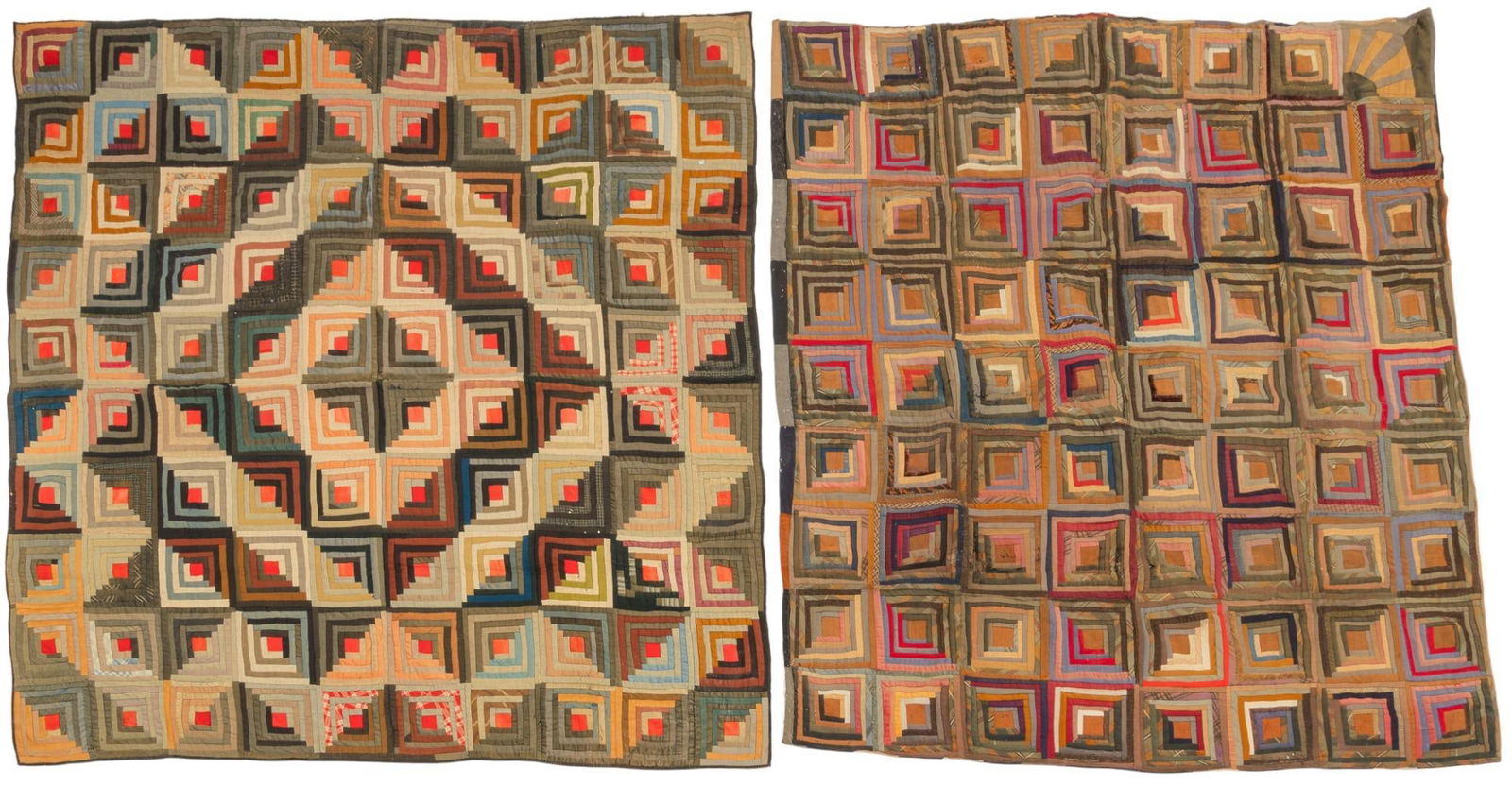 (2) Hand-Made Log Cabin Quilts (1 of 6)