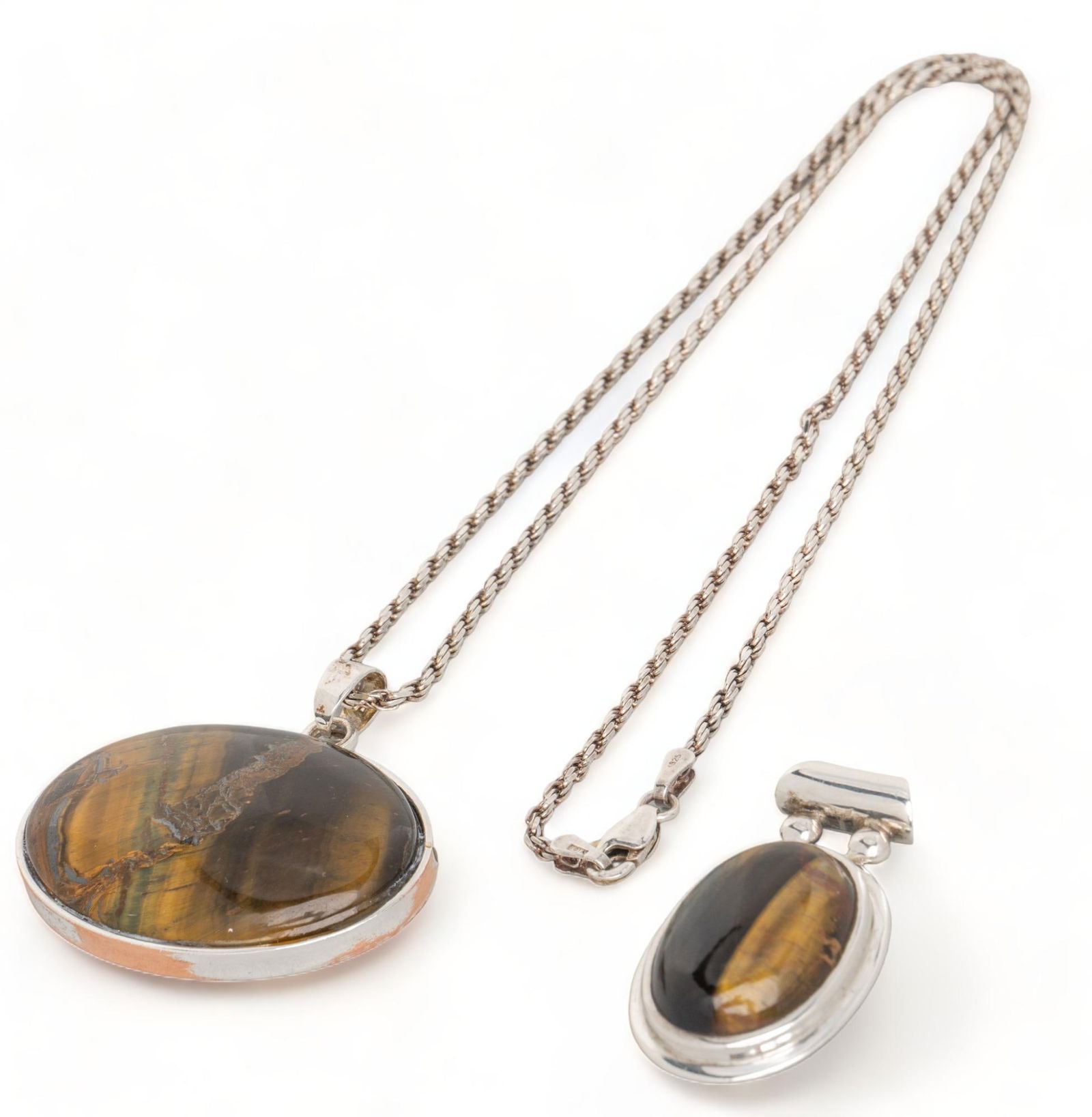 (2) Sterling Silver Tigers Eye Slider Pendant and Necklace (1 of 7)