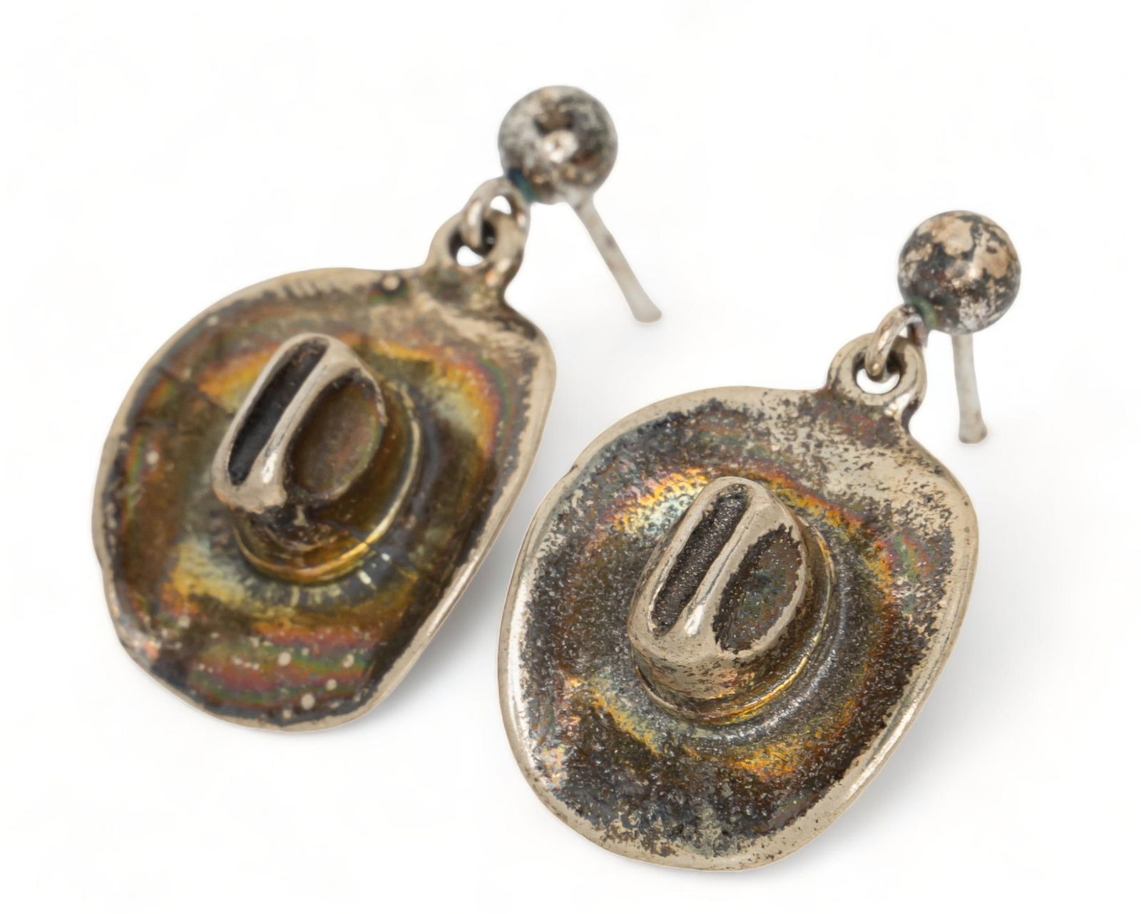 Handmade Southwestern Sterling Silver Cowboy Hat Earrings (1 of 4)