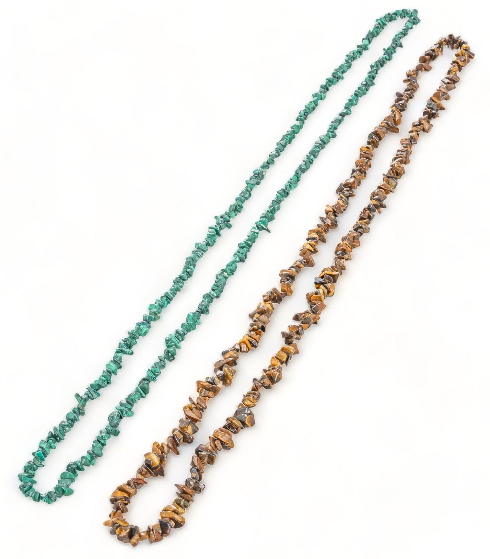 (2) Malachite and Tigers Eye Stone Nugget Necklaces (1 of 4)