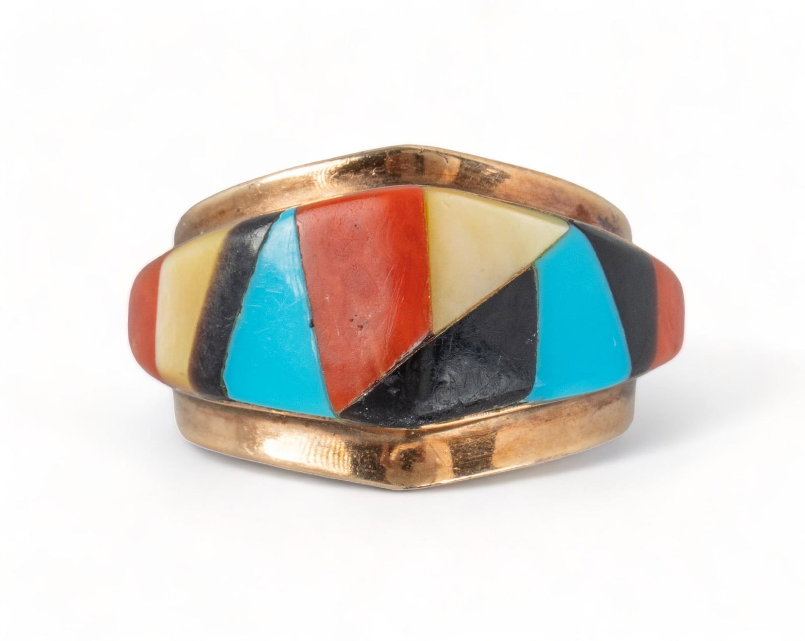 Handmade Geometric Inlaid Multi Stone Ring (1 of 4)