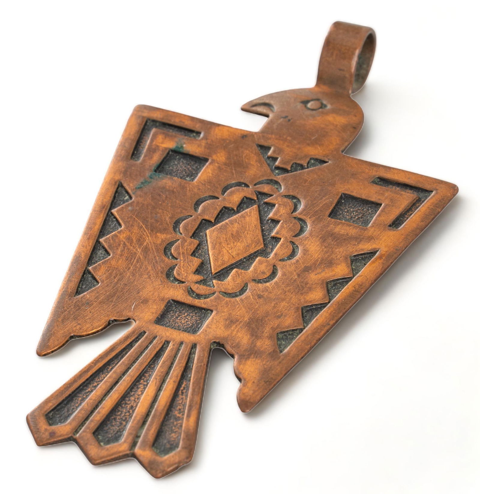 1940s Solid Copper Bell Trading Post Thunder Bird Pendant (1 of 4)
