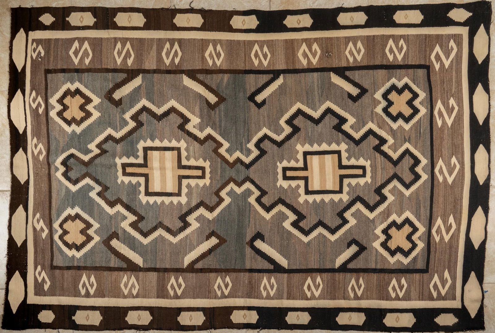 Vintage Two Gray Hills Style Navajo Rug, 7 ft. 4 in. x 4 ft. 11 in. (1 of 3)