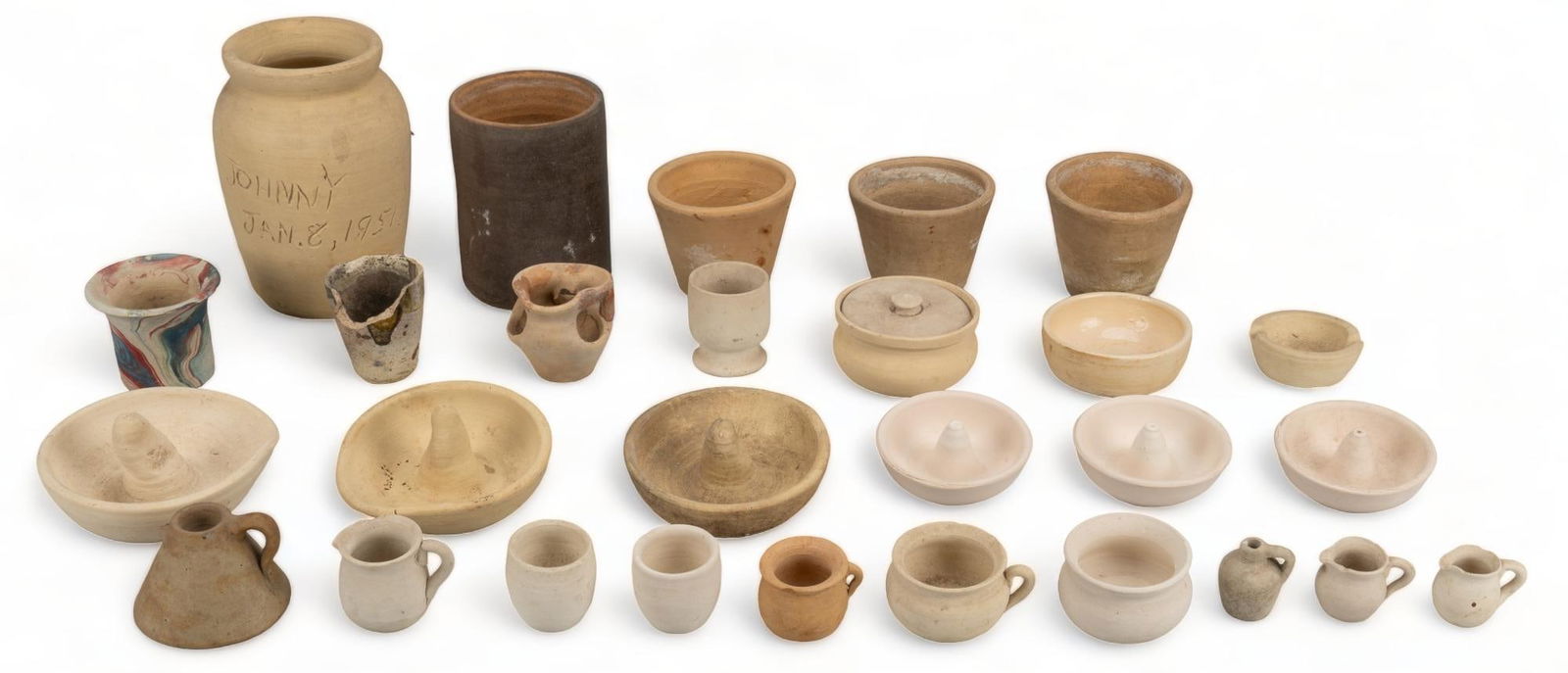 Collection of Unglazed Meyer Attrib. Pottery (1 of 9)