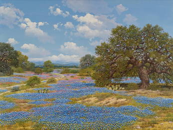 W. A. Slaughter, Oak Tree and Bluebonnets