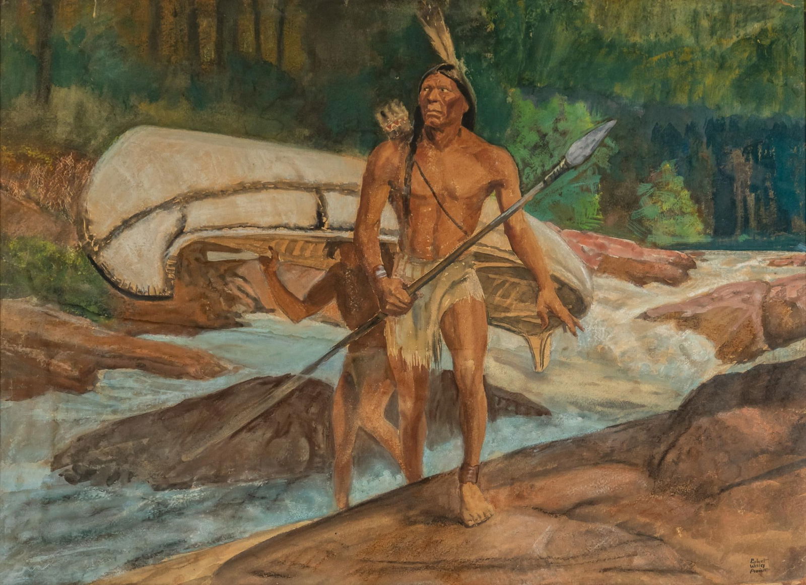 Robert Amick, "Indian Braves on the Snake River" (1 of 4)