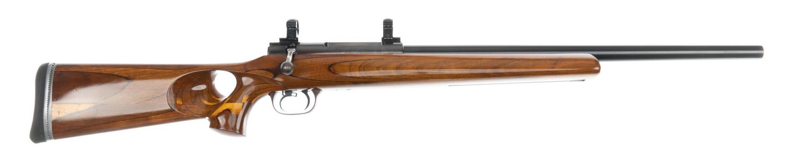 Custom Schultz & Larsen M54 308 WIN Bolt Action Target Rifle: Serial: 2947 Manufacturer: Schultz & Larsen-Denmark Model: M54 Caliber: 308 WIN Barrel length: 22 in. OAL: 43.25 in. Condition: Excellent; laminate stock has light handling marks; barrel & rec