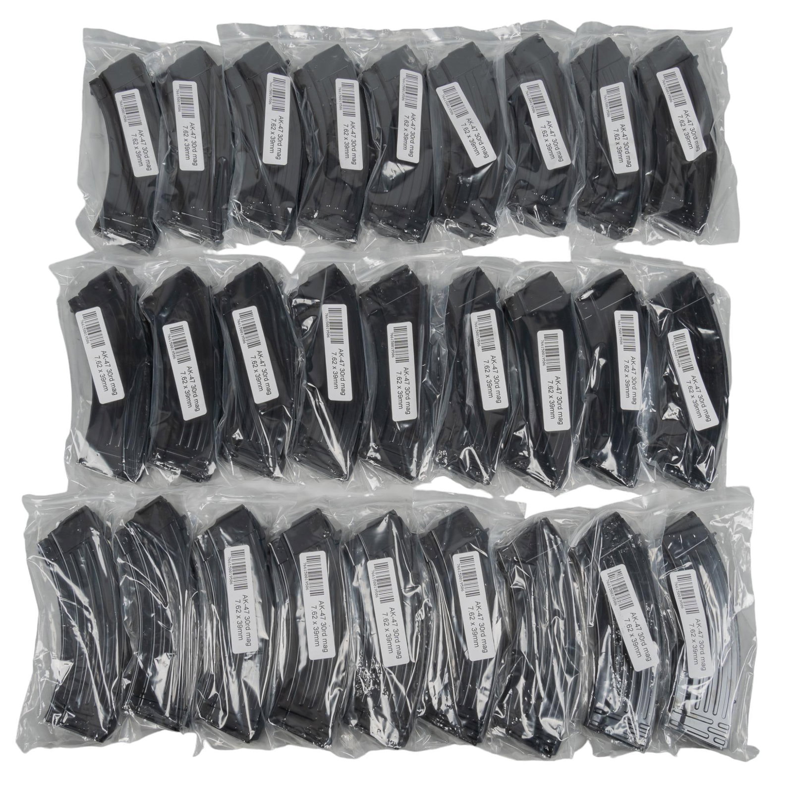 Collection of 28 New Production S. Korean AK-47 Magazines: Includes: -28 x South Korean military, new production, steel 30-rd AK-47 magazines Condition: new in package Provenance: A Highland Oaks, Texas estate Nationwide in-house shipping is available on this