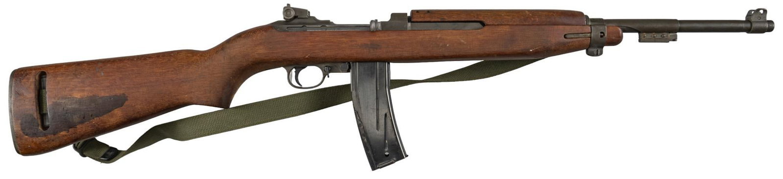 Carrie Fisher & Debbie Reynolds Personal Collection Studio WWII M1 Carbine: Serial: 3488764 Manufacturer: S.G. Saginaw / Exel- Gardner, MA (c. 1943) Model: M1 carbine Caliber: 30 Carbine Barrel length: 17.75 in. OAL: 36 in. Condition: Good; wood stock has wear & handling mark