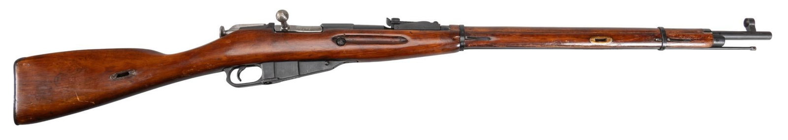 WWII Russian Izhevsk Mosin Nagant M91/30 7.62X54r Bolt Action Rifle: Serial: 34611 Manufacturer: Izhevsk Arsenal, Russia (c. 1930) Model: 91/30 Caliber: 7.62X54r Barrel Length: 28.5 in OAL: 49 in. Condition: Very Good - Good: Birch stock has very light handling marks w