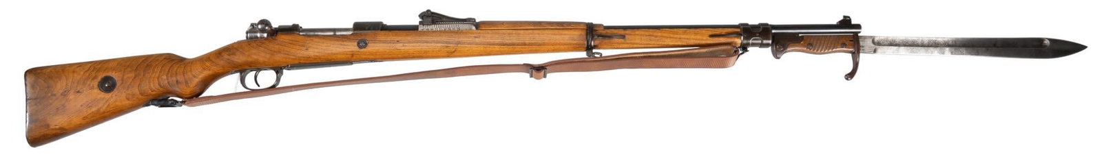 WWI German DWM Gewehr 98 8mm Mauser Rifle W/ Bayonet: Serial: 5321 Manufacturer: DWM-Berlin, Germany (c. 1917) Model: Gewehr 98 Caliber: 8mm Mauser Barrel Length: 29 in. OAL: 49 in. Condition: Good; wood stock has mostly moderate handling marks w/ sliver
