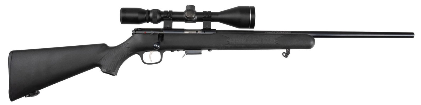 Savage Model 93R17 17 HMR Bolt Action Rifle: Serial: 1164060 Manufacturer: Savage Arms Inc.-Canada Model: 93R17 Caliber: 17 HMR Barrel Length: 21 in. OAL: 40 in. Condition: Good; synthetic stock has light handling marks; barrel & receiver ha