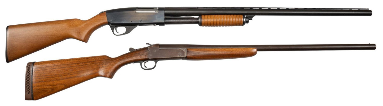 Pair of Stevens Shotguns: 16 & 20 Gauge: Serial: (1) NSN; (2) E563512 Manufacturer: (1&2) Savage Arms Corp. Model: (1) Stevens 94C; (2) Stevens 67E Caliber: (1) 16 Gauge (2.75 in. chamber); (2) 20 Gauge (3 in. chamber) Barrel Length: (1)