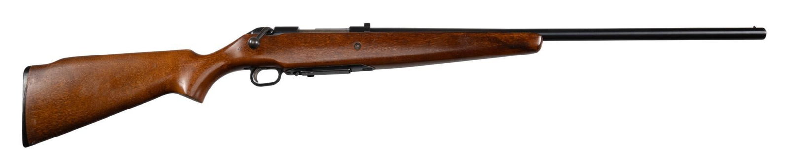 Mossberg 385T 20 Gauge Bolt Action Shotgun: Serial: 679557 Manufacturer: O.F. Mossberg & Sons Inc. Model: 385T Caliber: 20 Ga. (3 in. chamber) Barrel Length: 26 in. OAL: 46 in. Condition: Good; wood stock has moderate handling marks; barrel