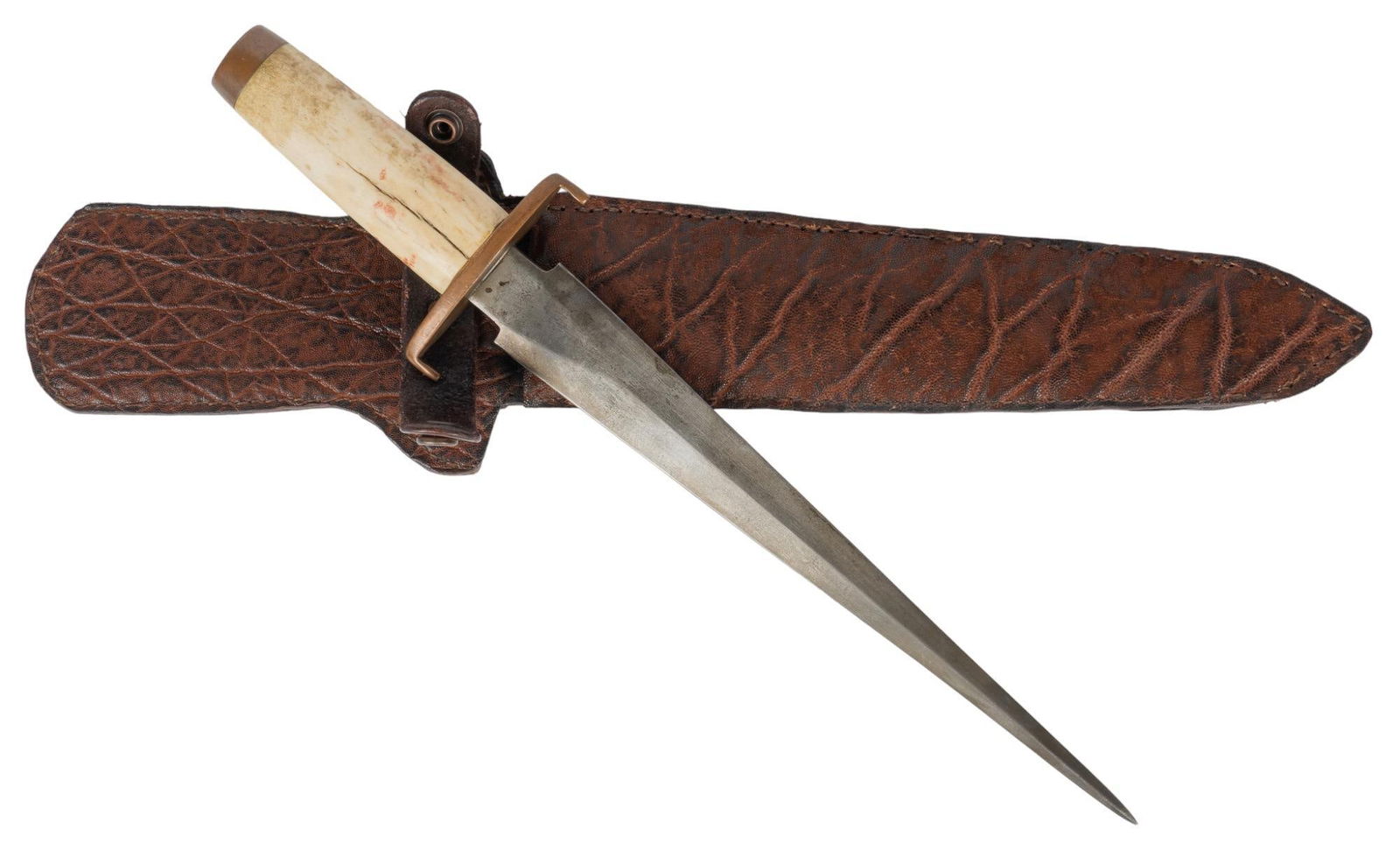 Handmade Bone Handle Arkansas Toothpick Dagger W/ Buffalo Leather