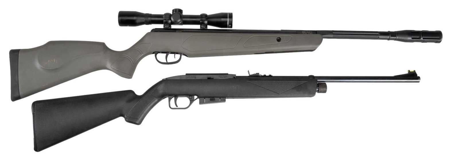 Pair of Crosman Pellet Rifles: Includes: -Crosman Slayer CSLNP17S Nitro Piston .177 cal. pellet rifle w/ BSA BZ 4x32 scope; functions properly -Crosman Model 1077 .177 cal. pellet rifle w/ rotary magazine; functioning properly No F