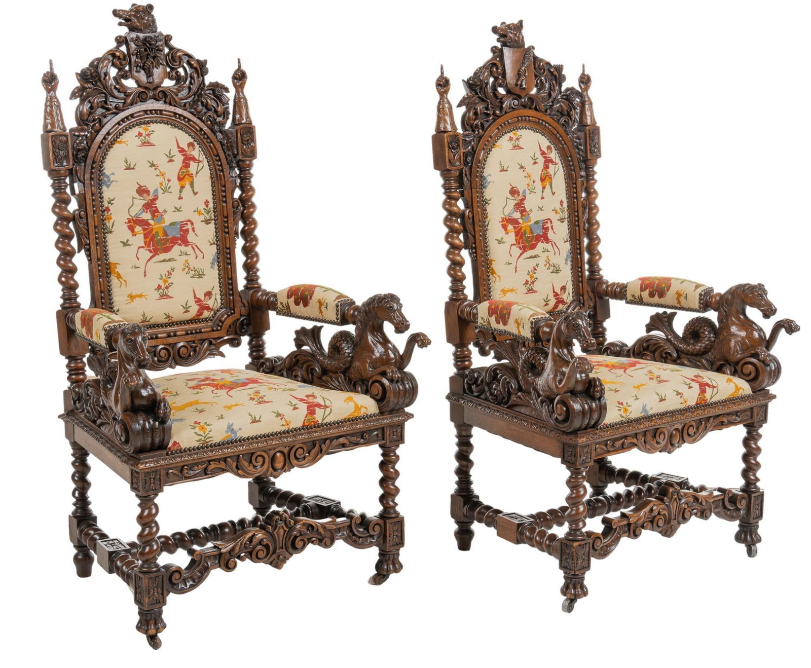 Pair of Carved Throne Chairs (1 of 11)