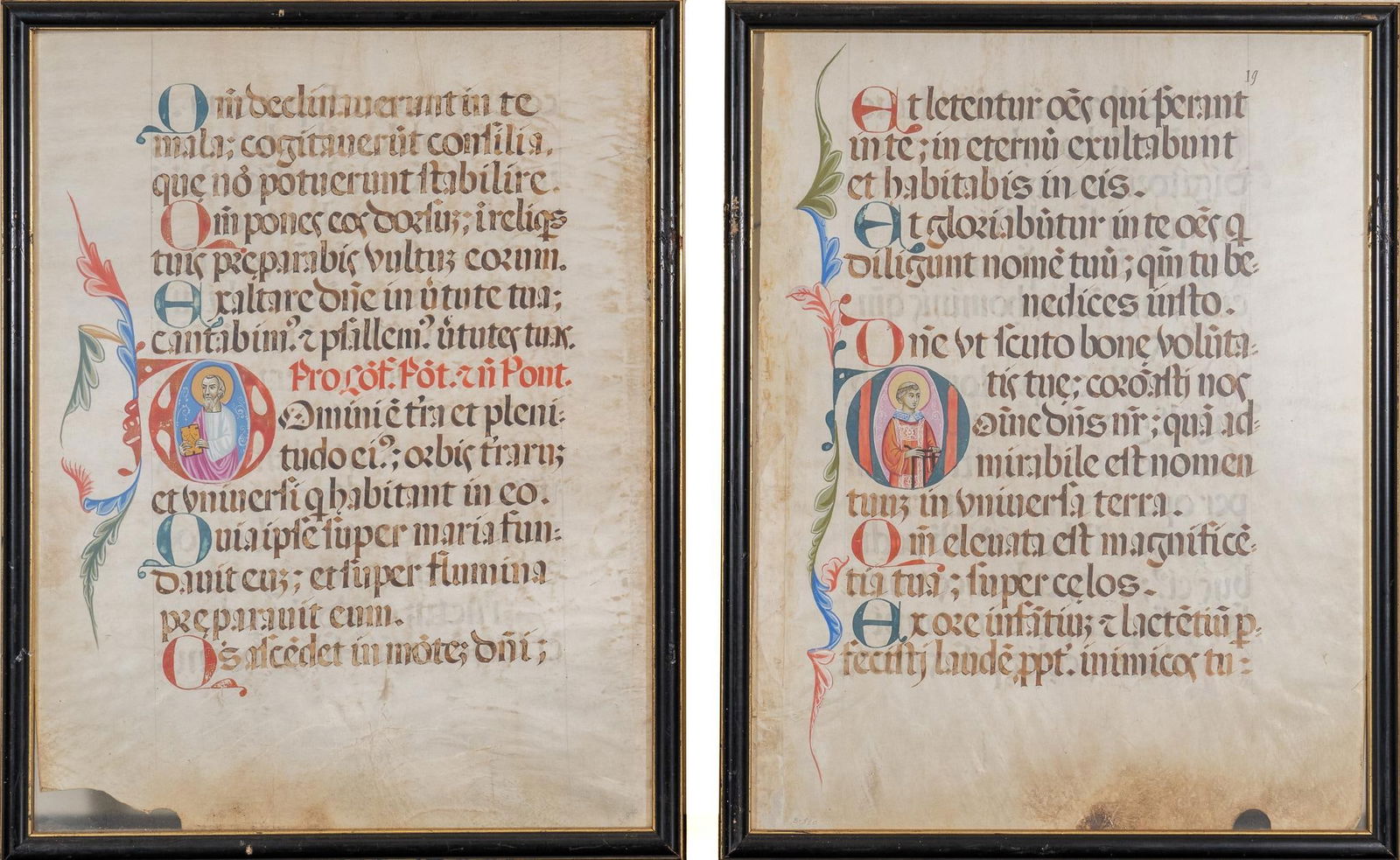 Pair of Illuminated Vellum Manscript Sheets (1 of 5)