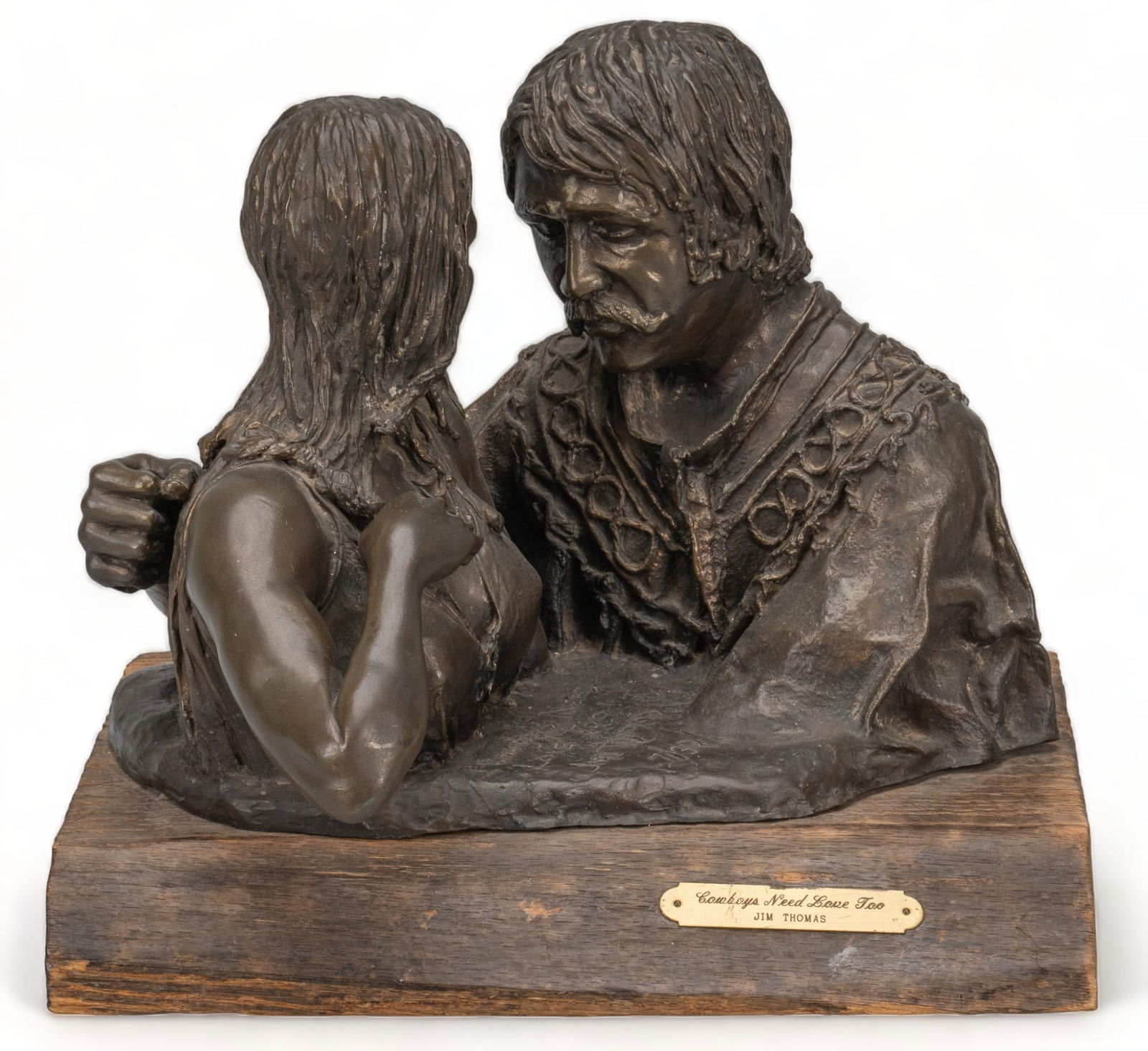 Jim Thomas "Cowboys Need Love Too" Bronze on Wood (1 of 8)