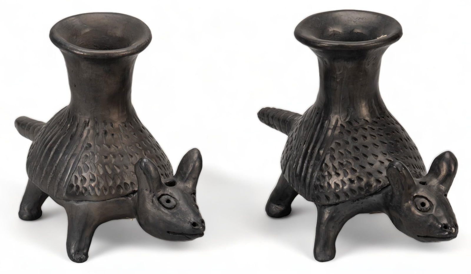 (2) Black Armadillo Candle Holder Figures (1 of 6)