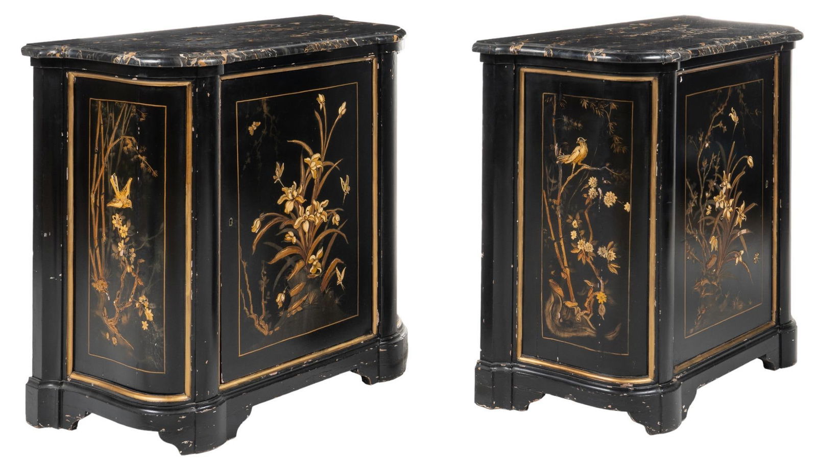 Pair of Black Marble Top Cabinets (1 of 6)