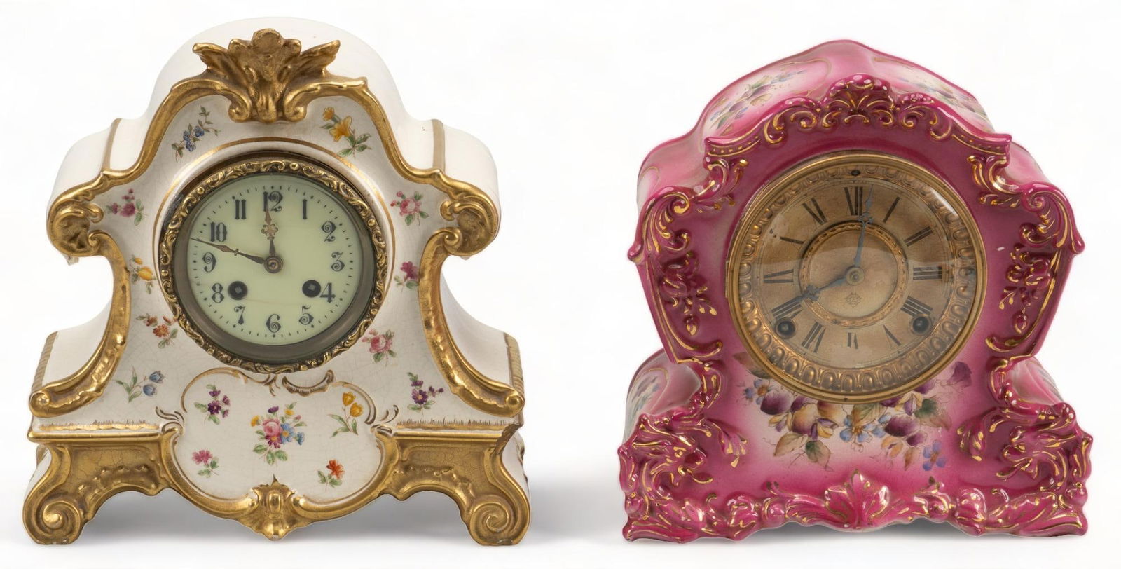 (2) Porcelain Mantel Clocks (1 of 8)