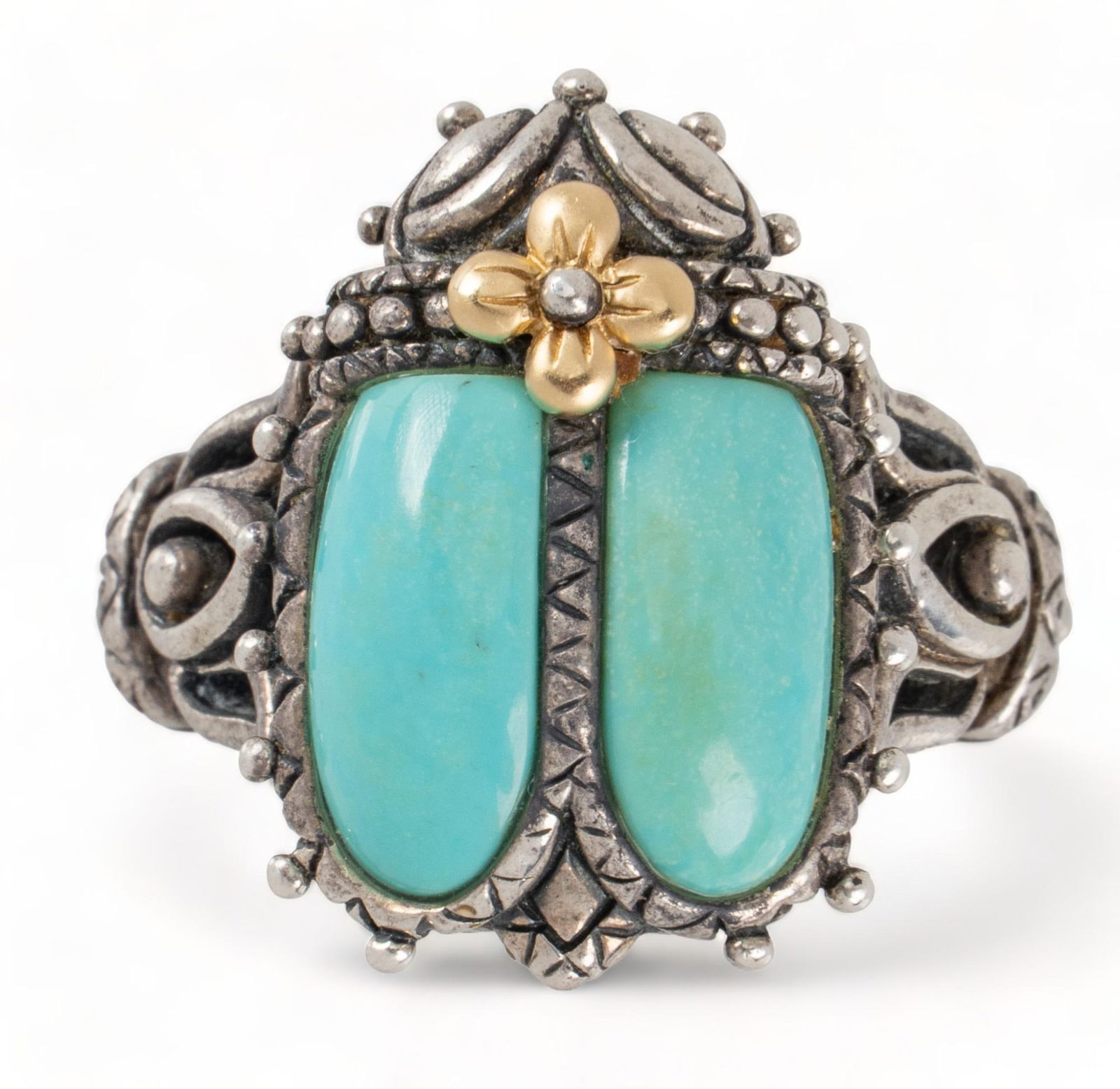 Barbara Bixby 18K Sterling Silver Turquoise Beetle Ring (1 of 6)