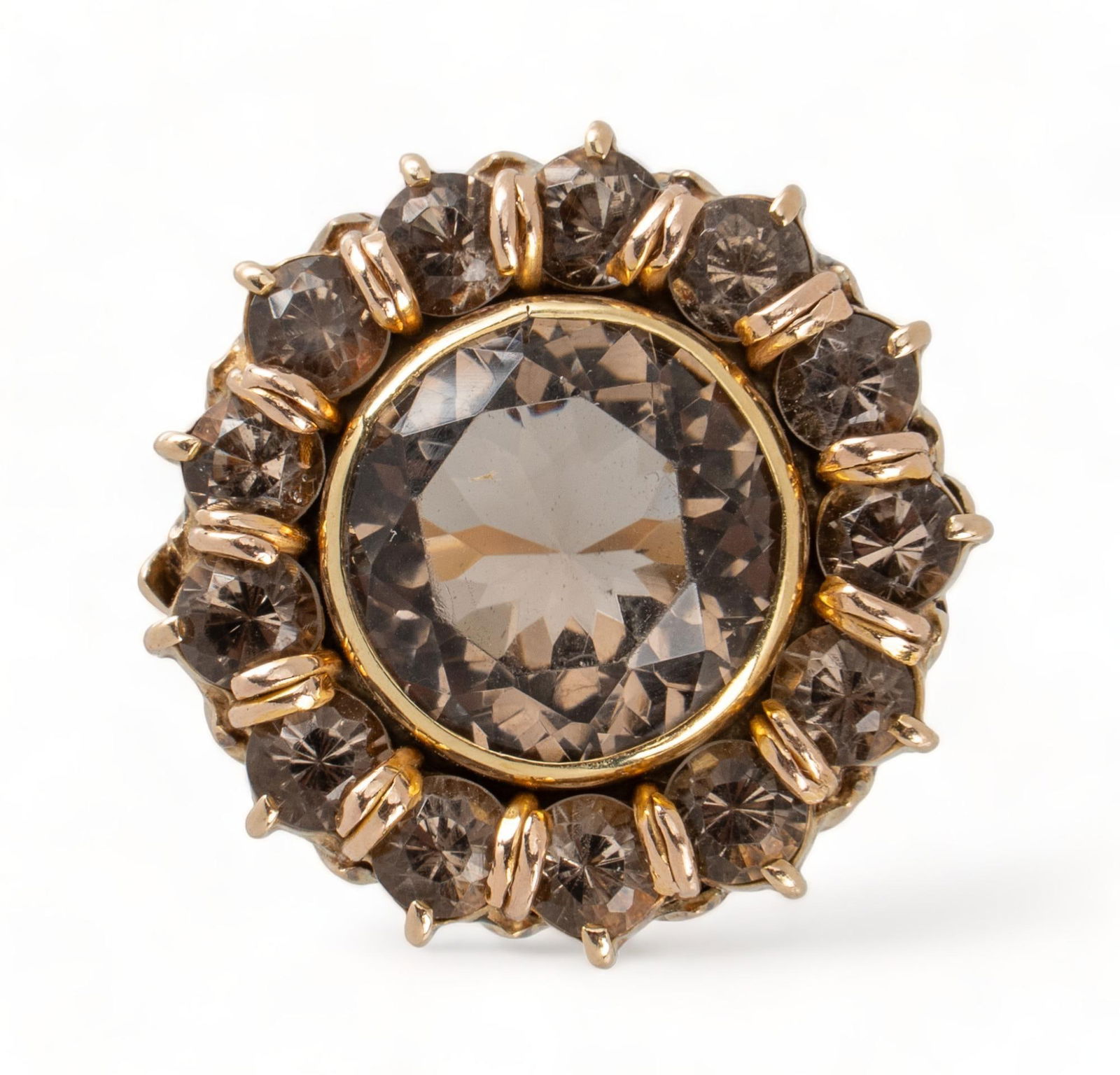 Handmade 14K Gold Smokey Quartz Halo Ring (1 of 5)