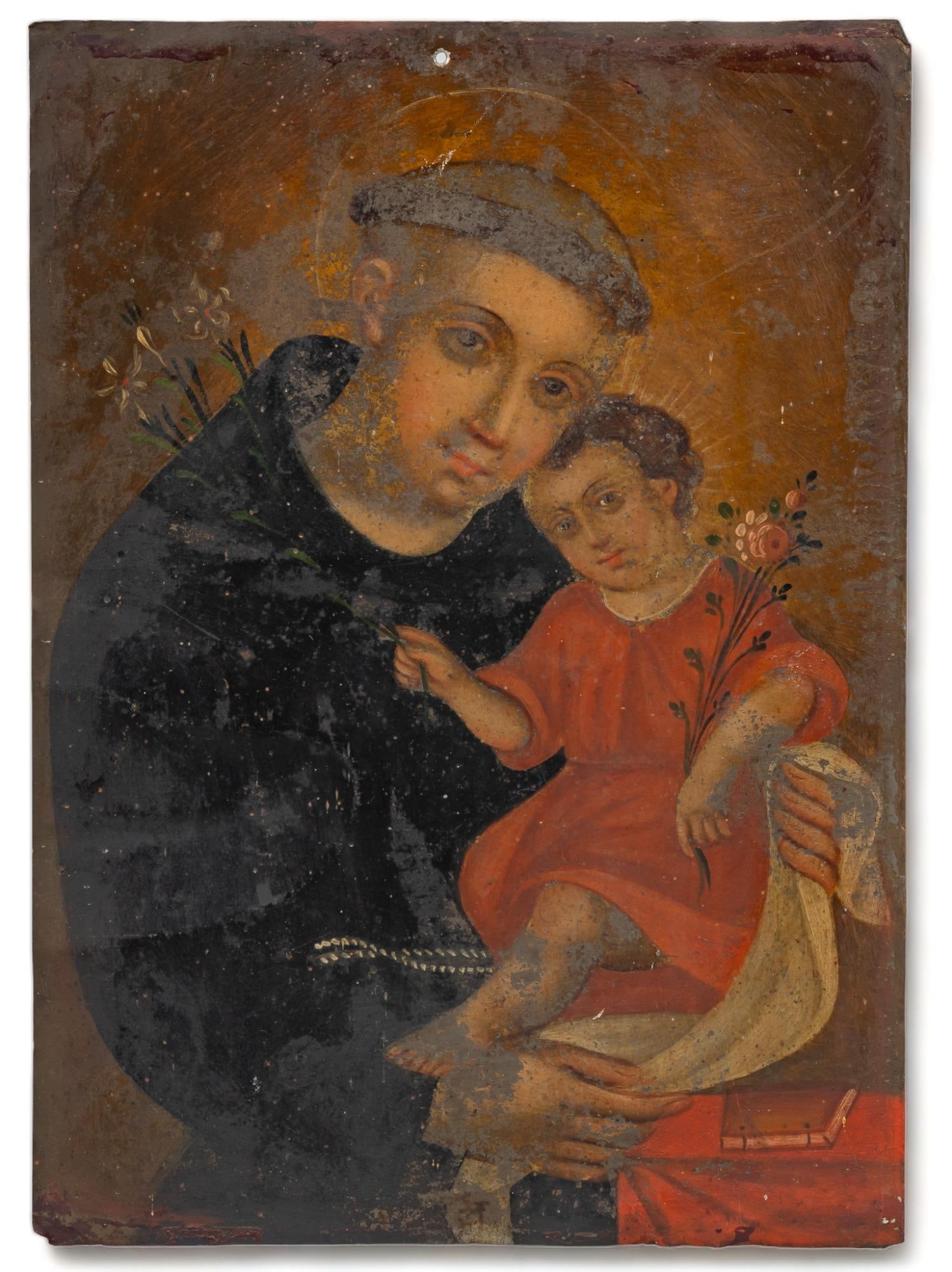 19th C. Mexican Retablo, San Antonio (1 of 3)