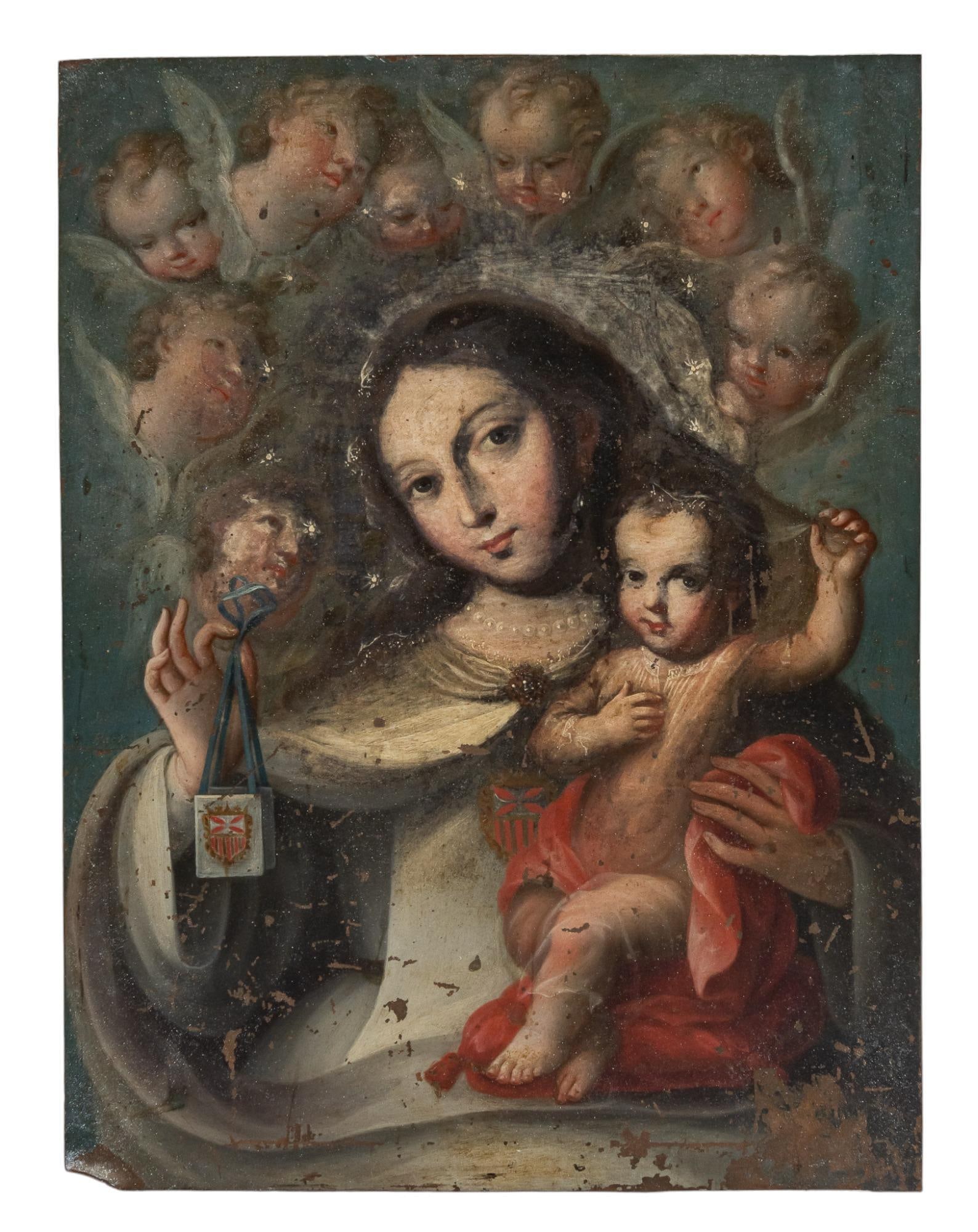 18th C. Mexican Retablo, N.S. de Carmen (1 of 3)