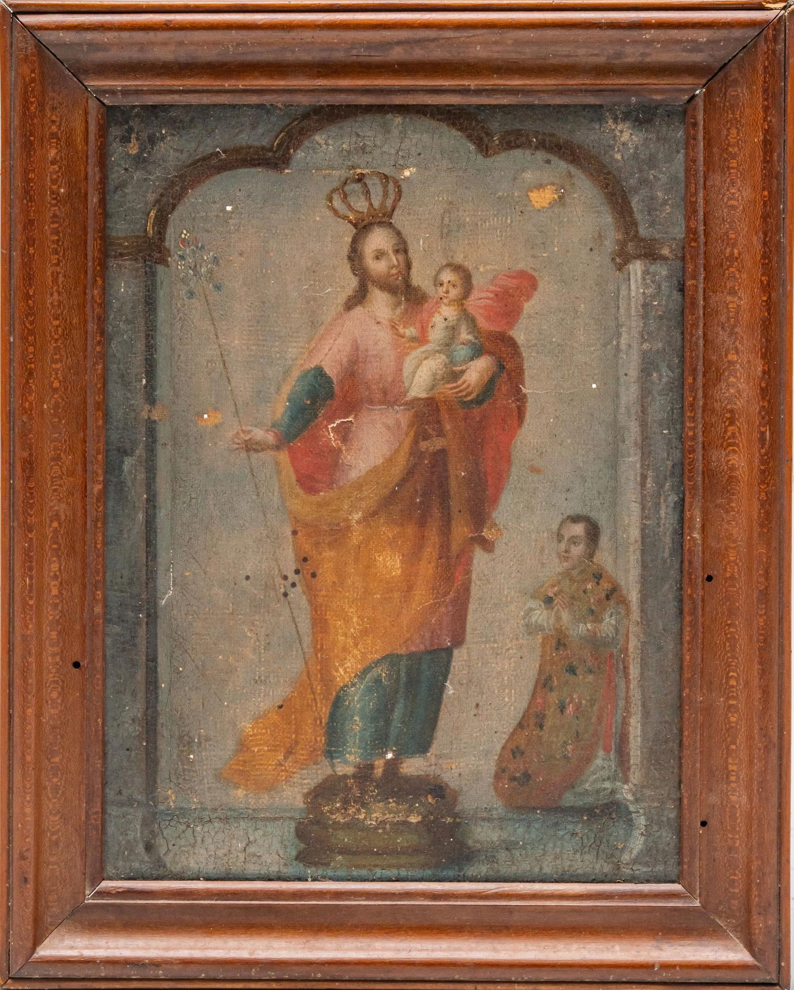 19th C. Mexican Retablo, San Jose con el Nino Cristo (1 of 3)