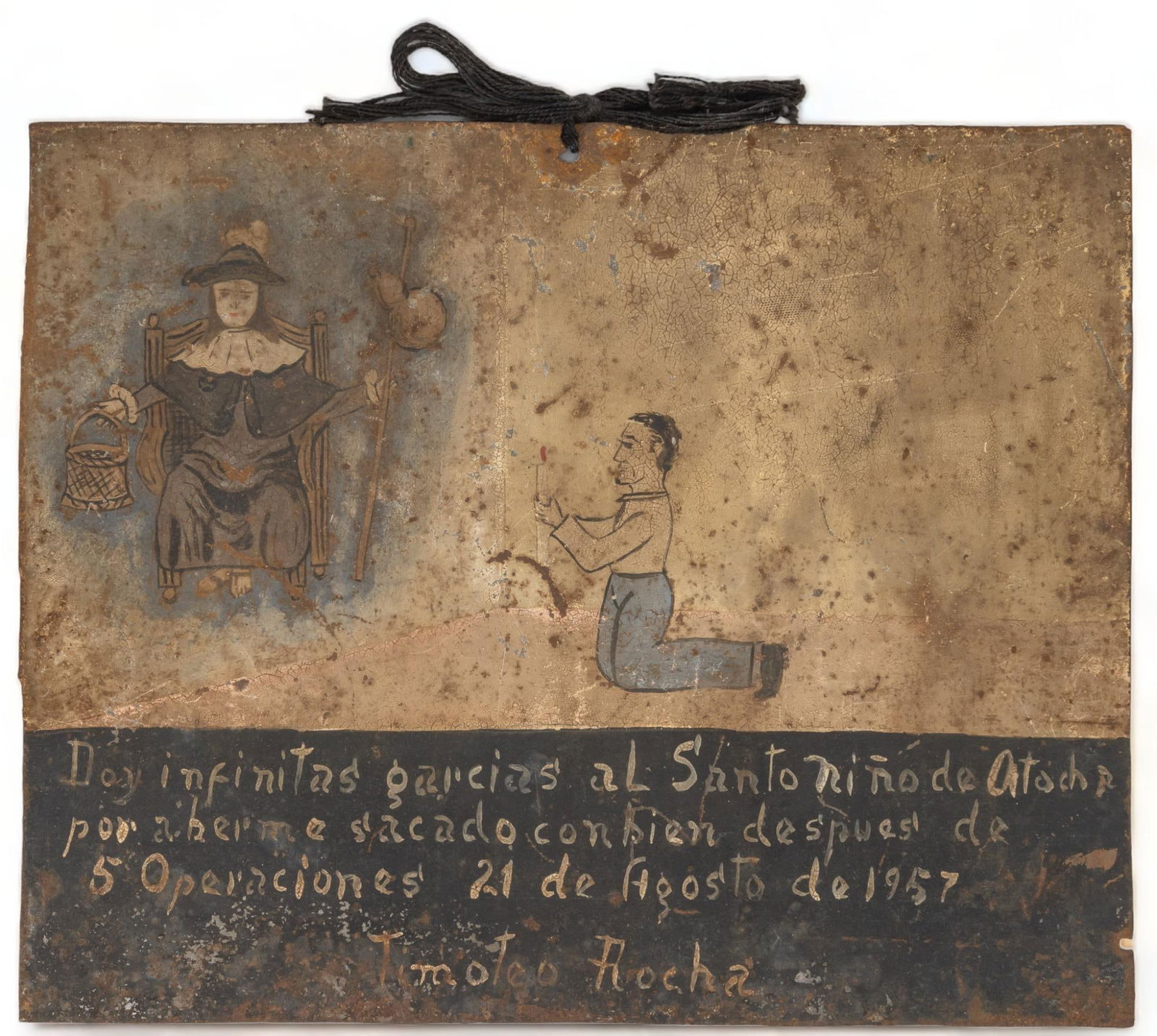 20th C. Mexican Ex-Voto, El Nino de Atocha 1937 (1 of 4)