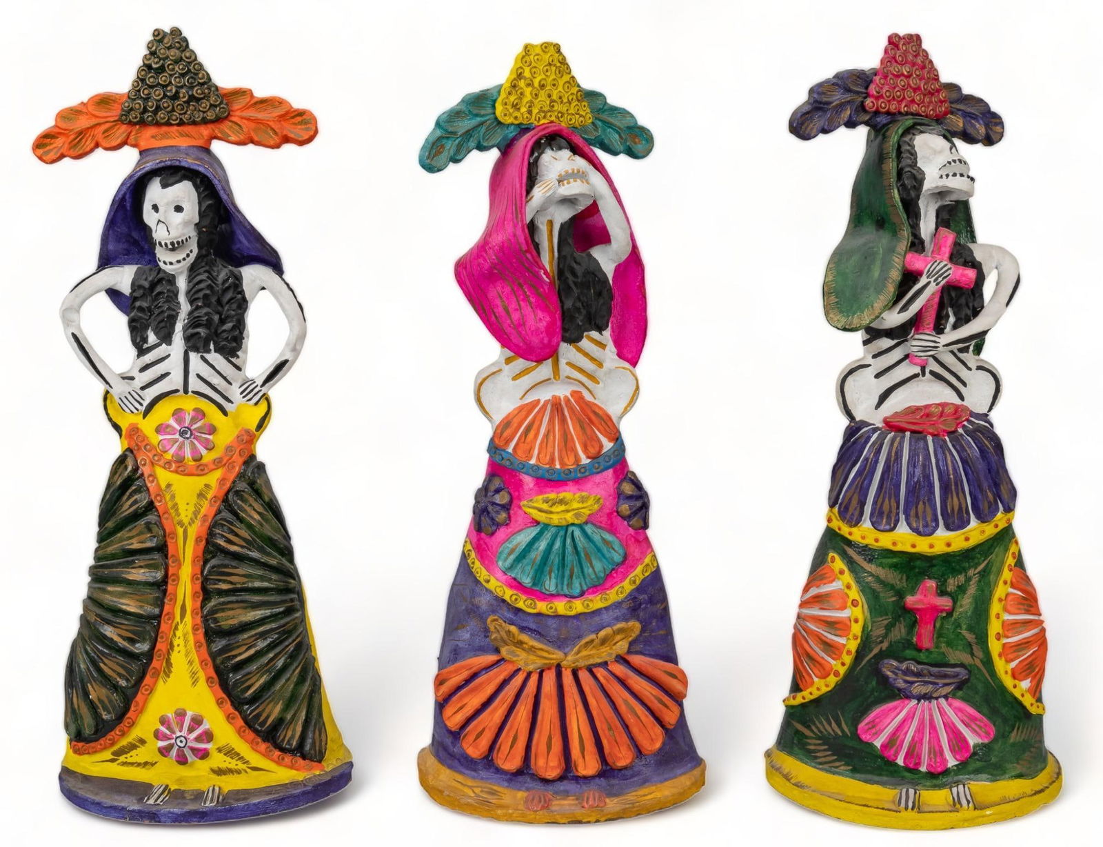 Set of (3) Ceramic Day of the Dead Catrinas (1 of 7)