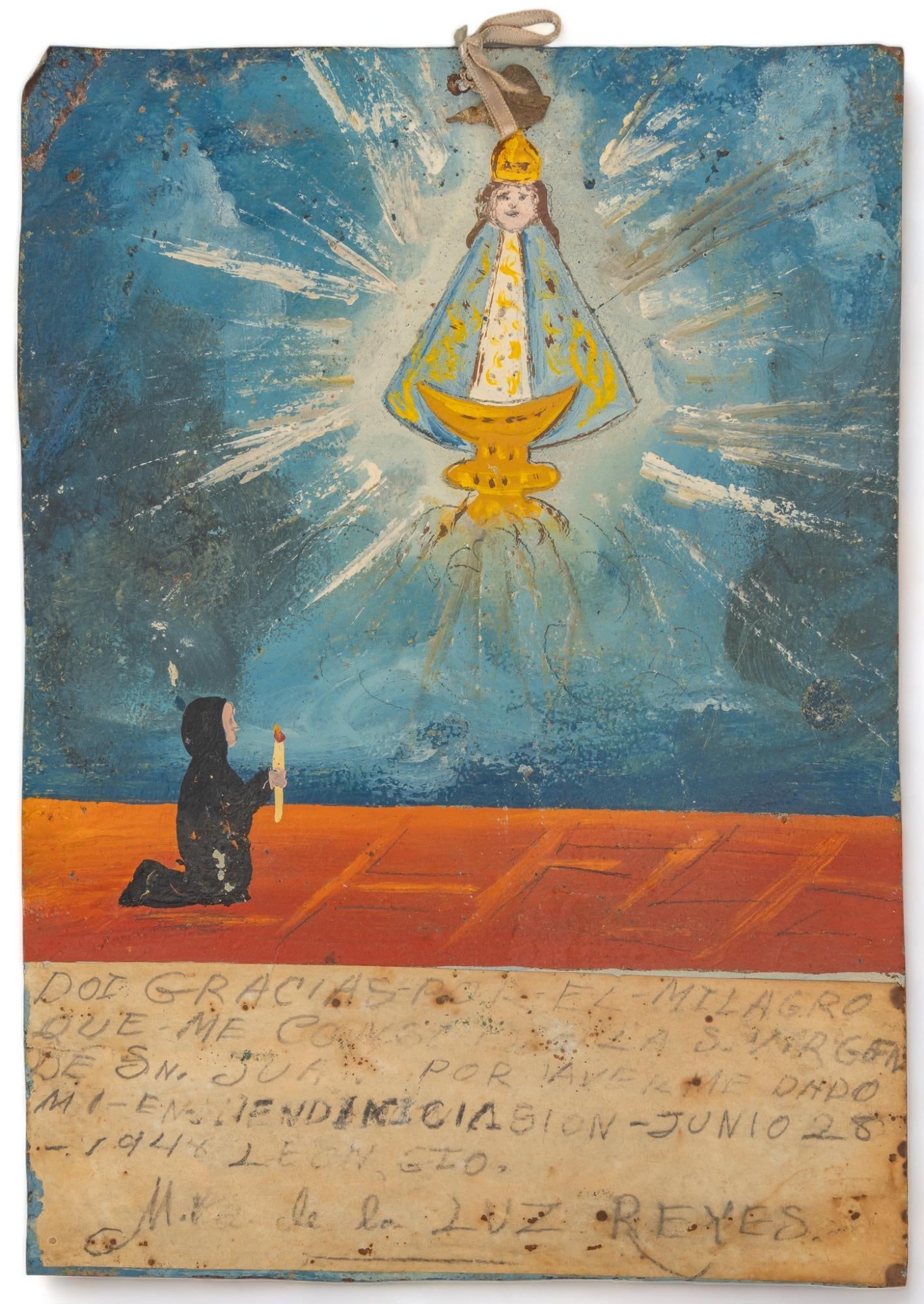 20th C. Mexican Ex-Voto, La Virgen de San Juan (1 of 4)