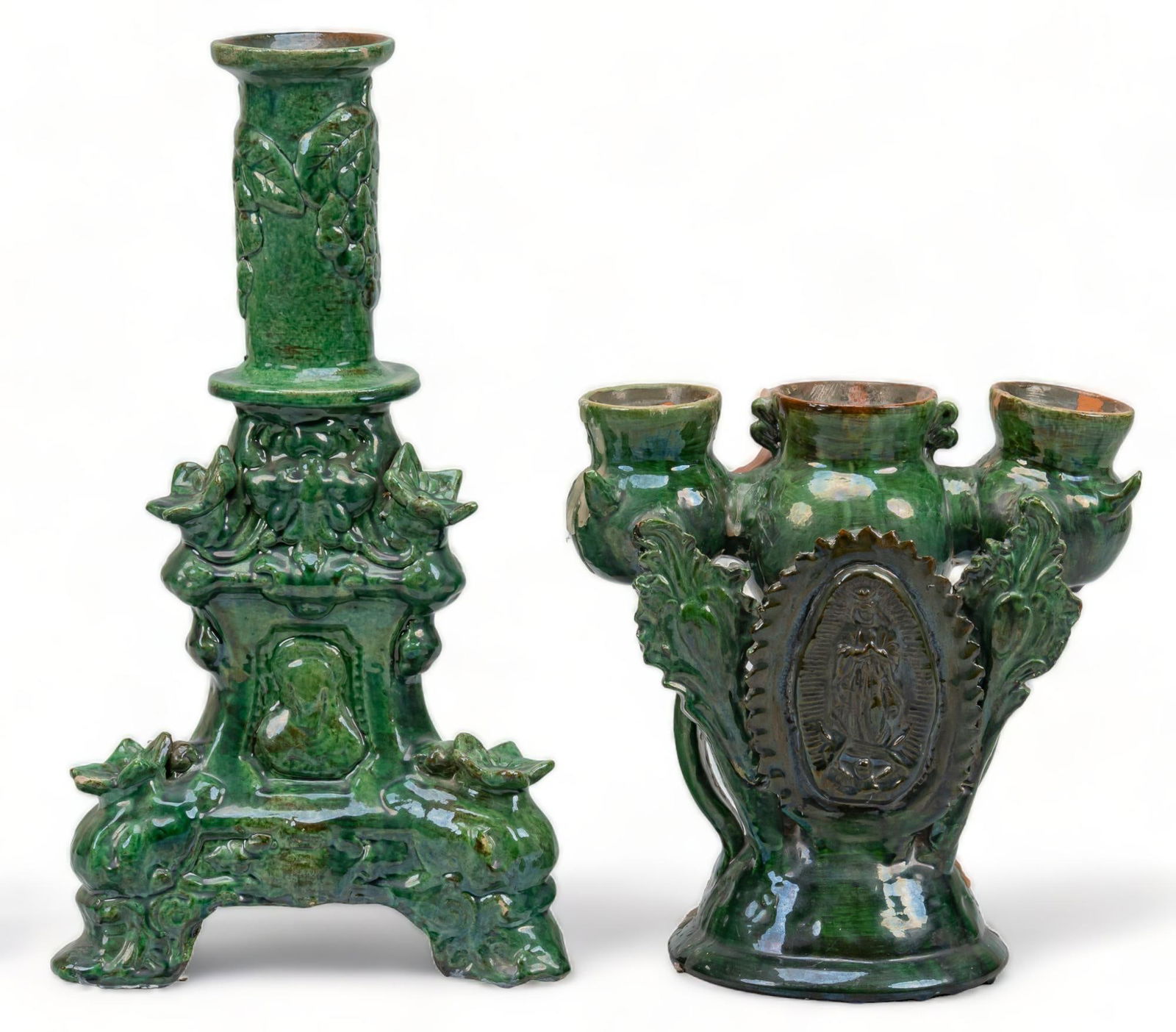 Pair of Michoacan Greenware Candlesticks (1 of 4)