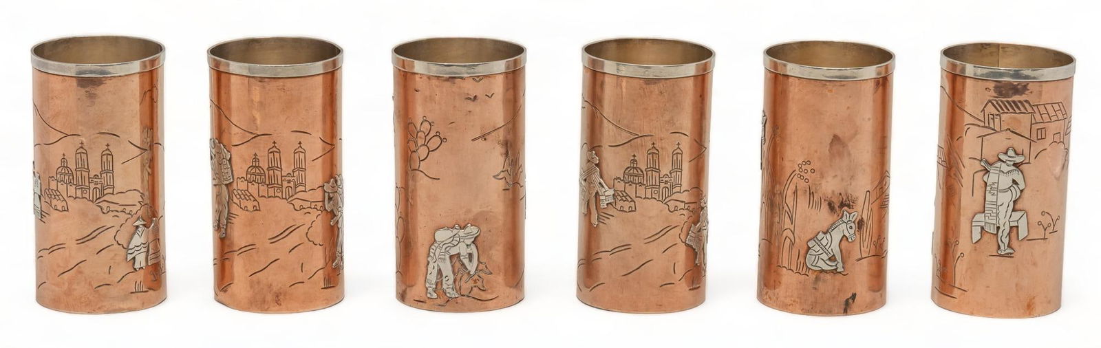 Set of (6) Victoria Copper and Silver Tumblers (1 of 9)