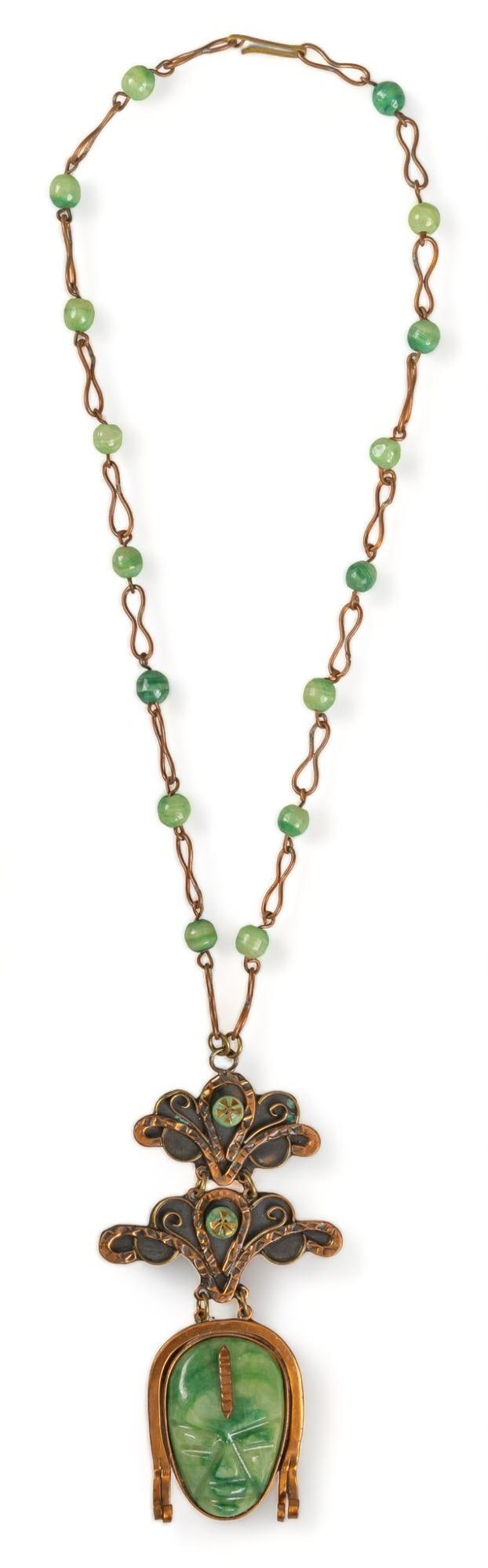 Annette Nancarrow Copper Jade Aztec Face Necklace (1 of 6)
