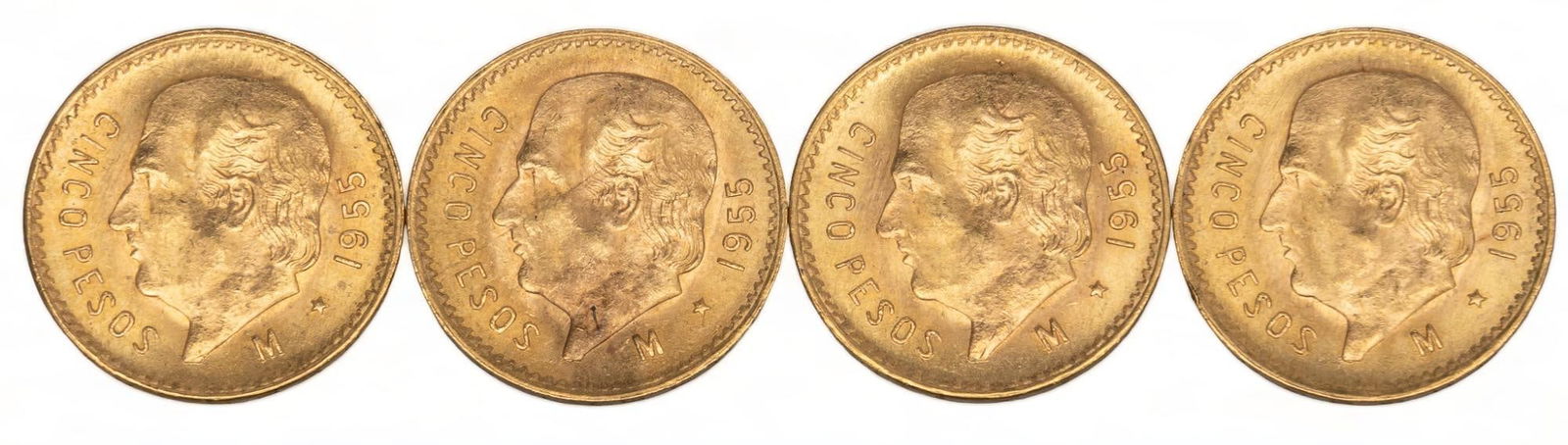 4 Mexican Cinco Pesos Gold Coins (1 of 3)