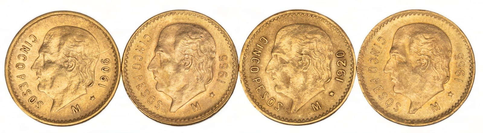 4 Mexican Cinco Peso Gold Coins (1 of 3)