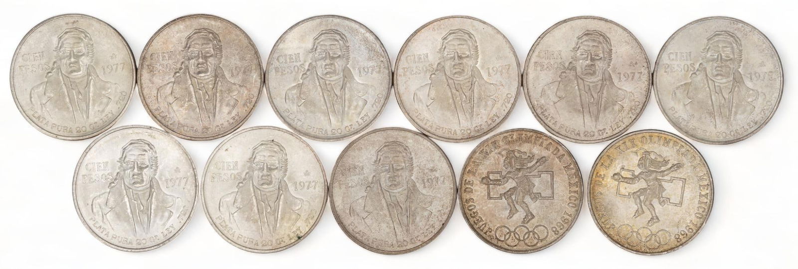 11 Mexican Cien & Veinticinco Peso Olympic Silver Coins (1 of 5)