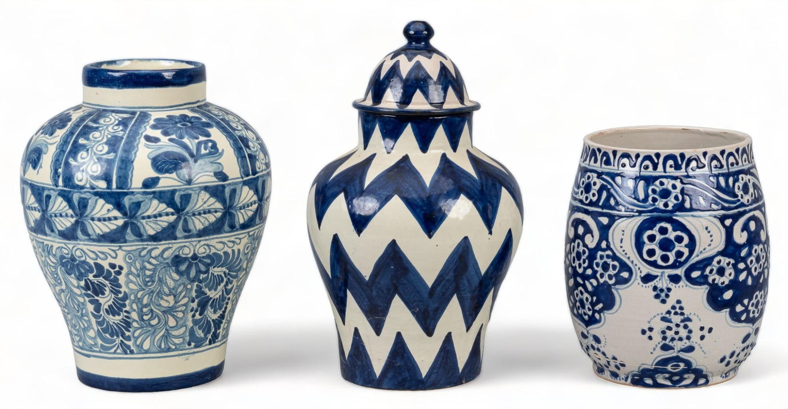 Group of (3) Puebla Talavera Vases (1 of 6)