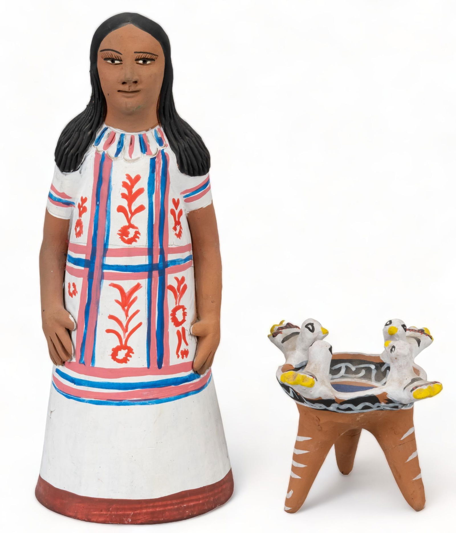 After Josefina Aguilar, Woman and Bird Bath Figurine (1 of 6)